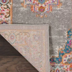 Kirklands Home Gray & Pink Central Motif Botanical Area Rug, 9x12