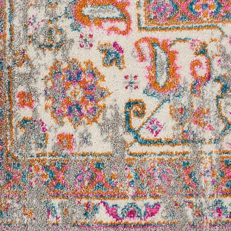 Kirklands Home Gray & Pink Central Motif Botanical Area Rug, 9x12
