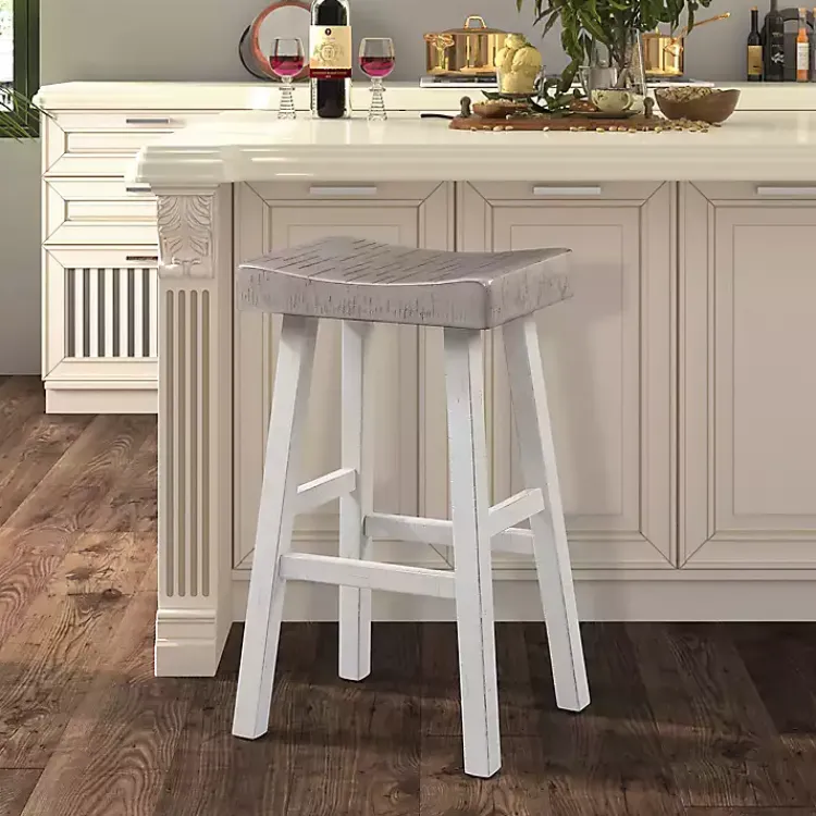 Kirklands Home & White Backless Cooper Bar Stools, Set of 2 Gray Clearance