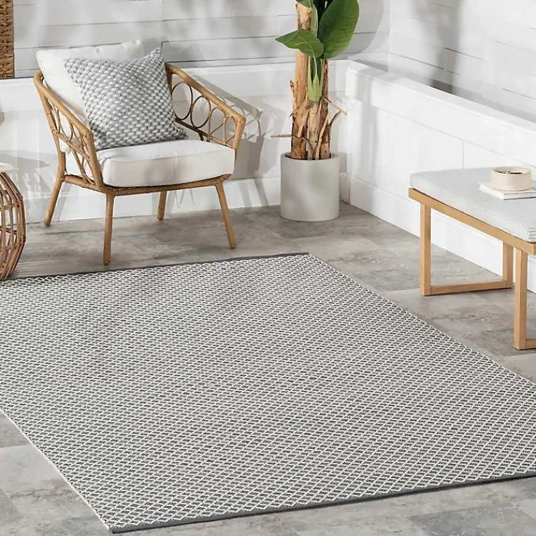 Kirklands Home Gray & White Trellis Indoor/Outdoor Rug, 4x6 New