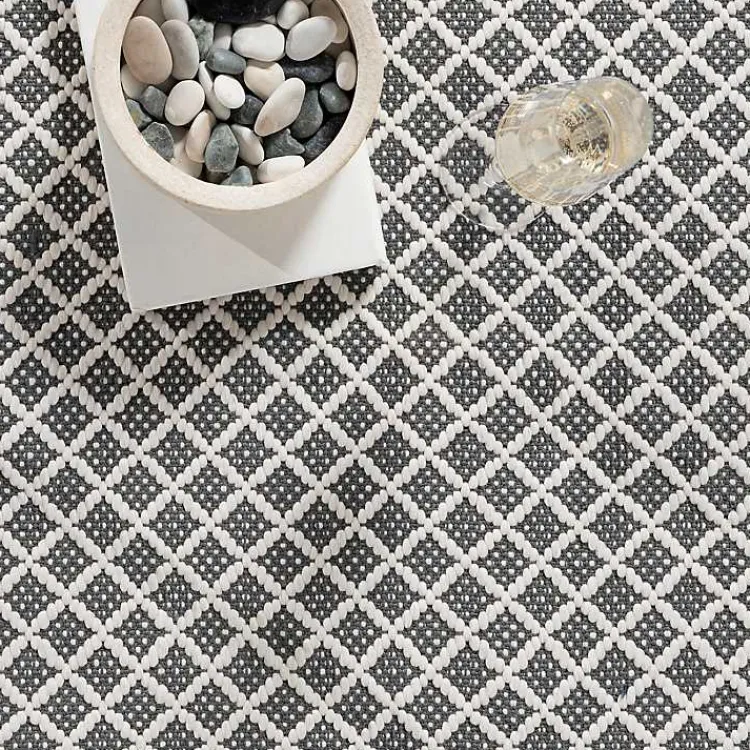 Kirklands Home Gray & White Trellis Indoor/Outdoor Rug, 4x6 New