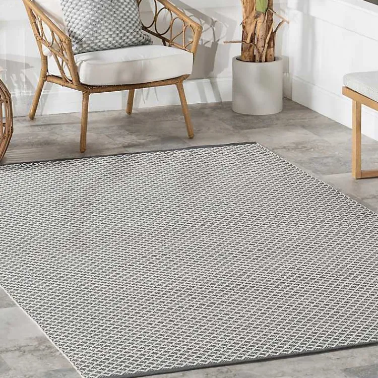 Kirklands Home Gray & White Trellis Indoor/Outdoor Rug, 4x6 New