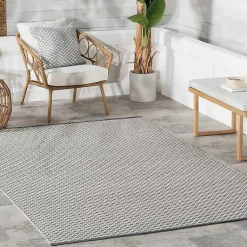 Kirklands Home Gray & White Trellis Indoor/Outdoor Rug, 5x8 Online