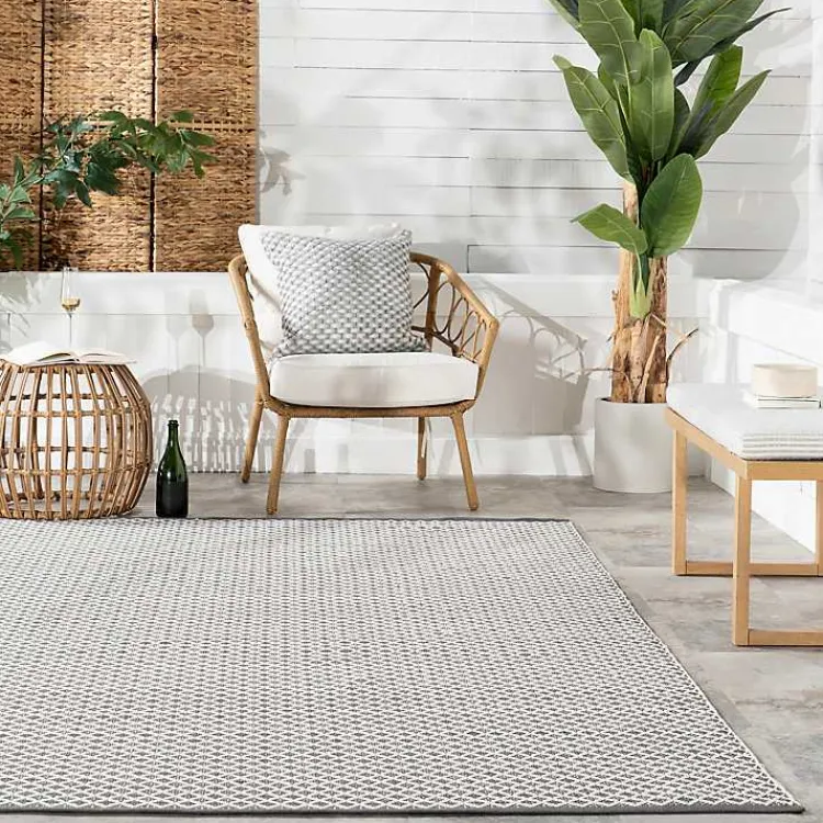 Kirklands Home Gray & White Trellis Indoor/Outdoor Rug, 5x8 Online