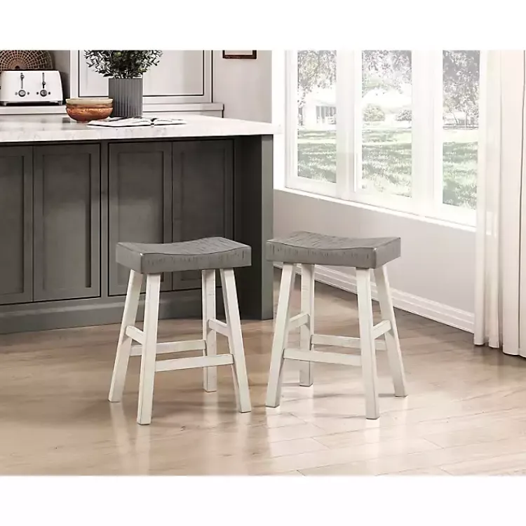 Kirklands Home & White Wood Counter Stools, Set of 2 Gray Discount