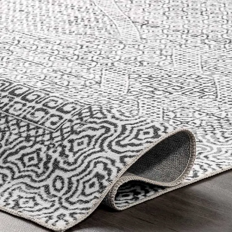Kirklands Home Gray Abstract Pattern Washable Runner Hot