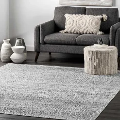 Kirklands Home Gray Abstract Pattern Washable Area Rug, 5x8