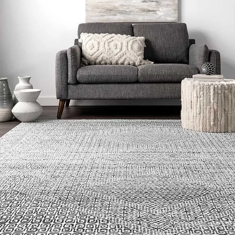Kirklands Home Gray Abstract Pattern Washable Area Rug, 5x8