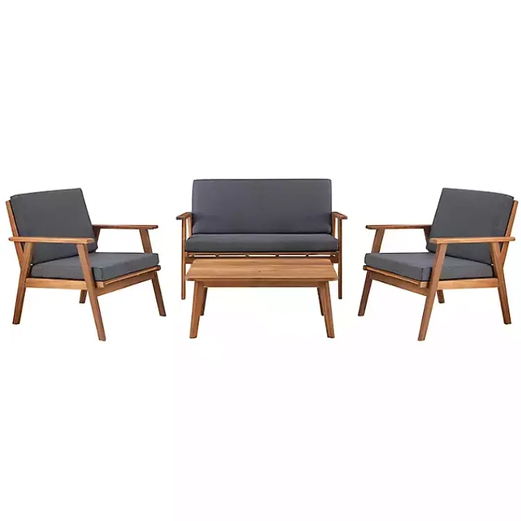 Kirklands Home Acacia Wood 4-pc. Outdoor Living Set Gray New