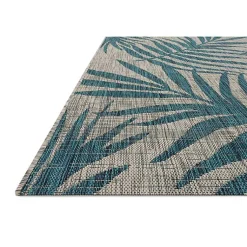 Kirklands Home Gray and Aqua Palm Leaves Outdoor Area Rug, 5x7 Sale