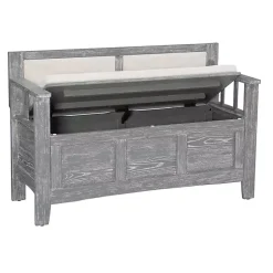 Kirklands Home Gray and Beige Carlton Storage Bench Outlet