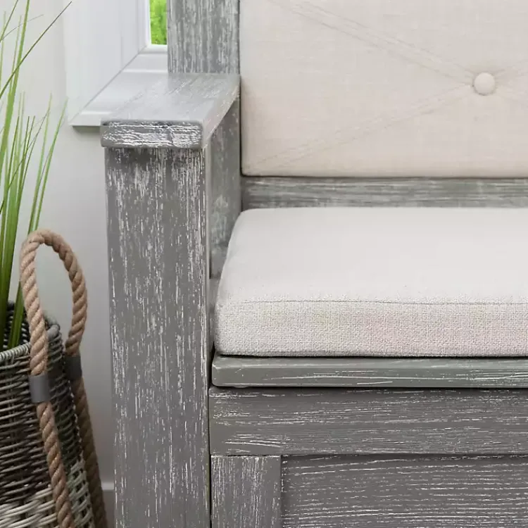 Kirklands Home Gray and Beige Carlton Storage Bench Outlet