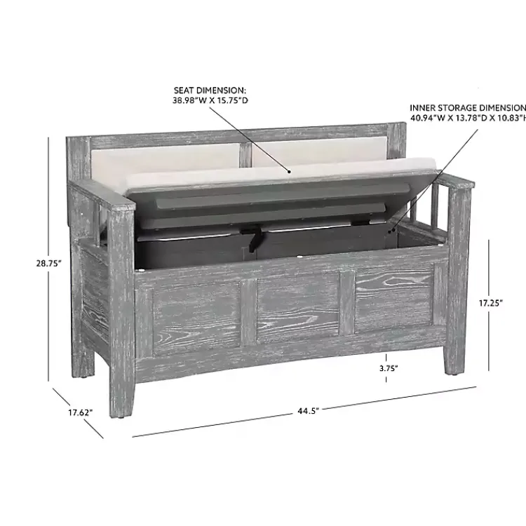 Kirklands Home Gray and Beige Carlton Storage Bench Outlet