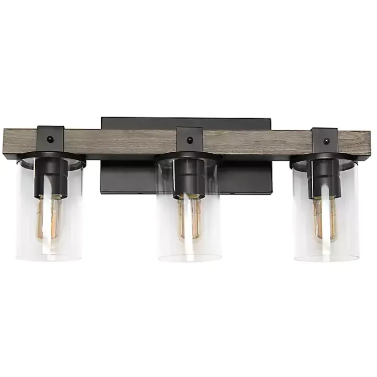 Kirklands Home and Black Glass Shade Vanity Light Gray New
