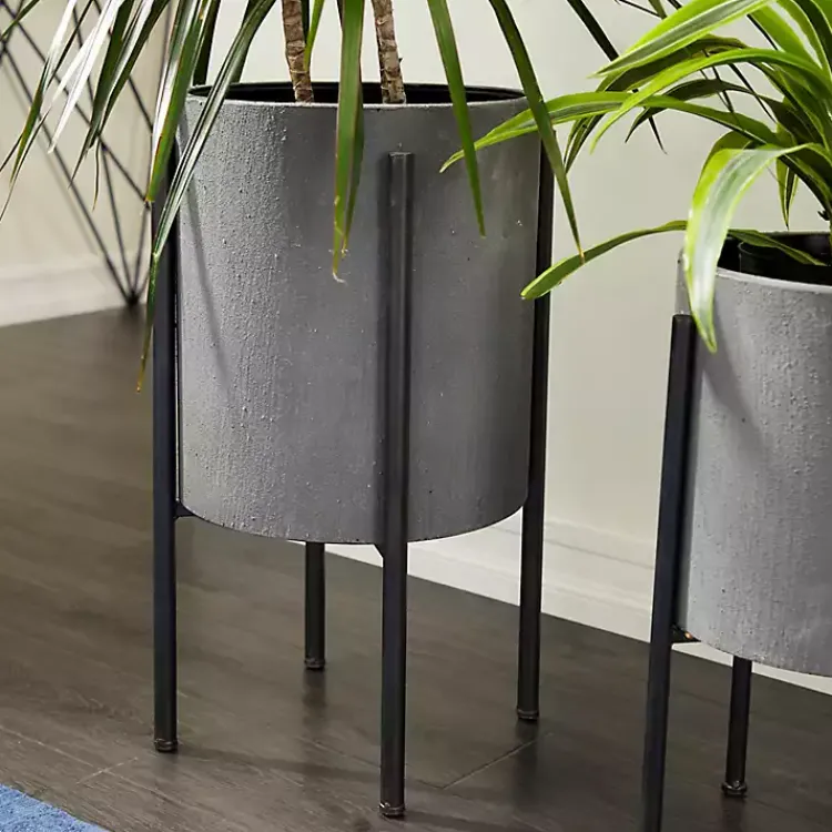 Kirklands Home and Black Solid Iron Plant Stands, Set of 2 Gray New