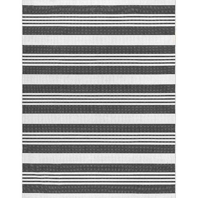 Kirklands Home Gray and Black Striped Washable Area Rug, 5x8 New