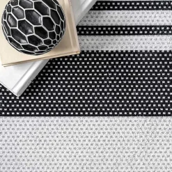 Kirklands Home Gray and Black Striped Washable Area Rug, 5x8 New