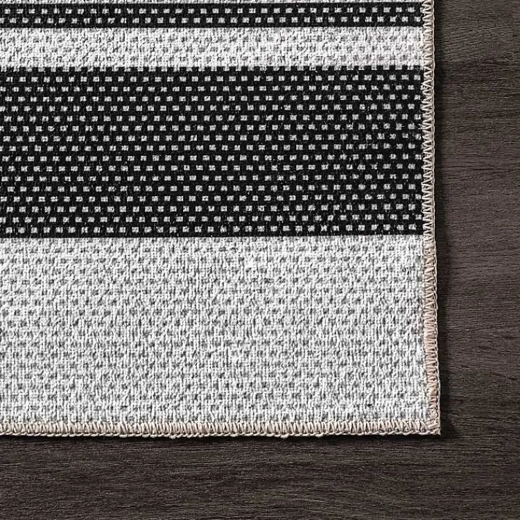 Kirklands Home Gray and Black Striped Washable Area Rug, 5x8 New