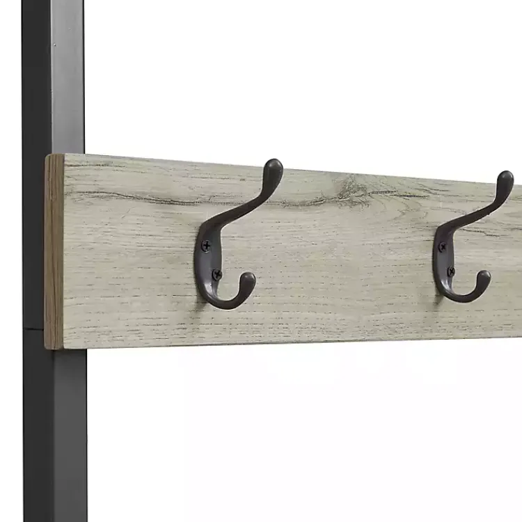 Kirklands Home and Black Wood Bench Hall Tree Gray Clearance
