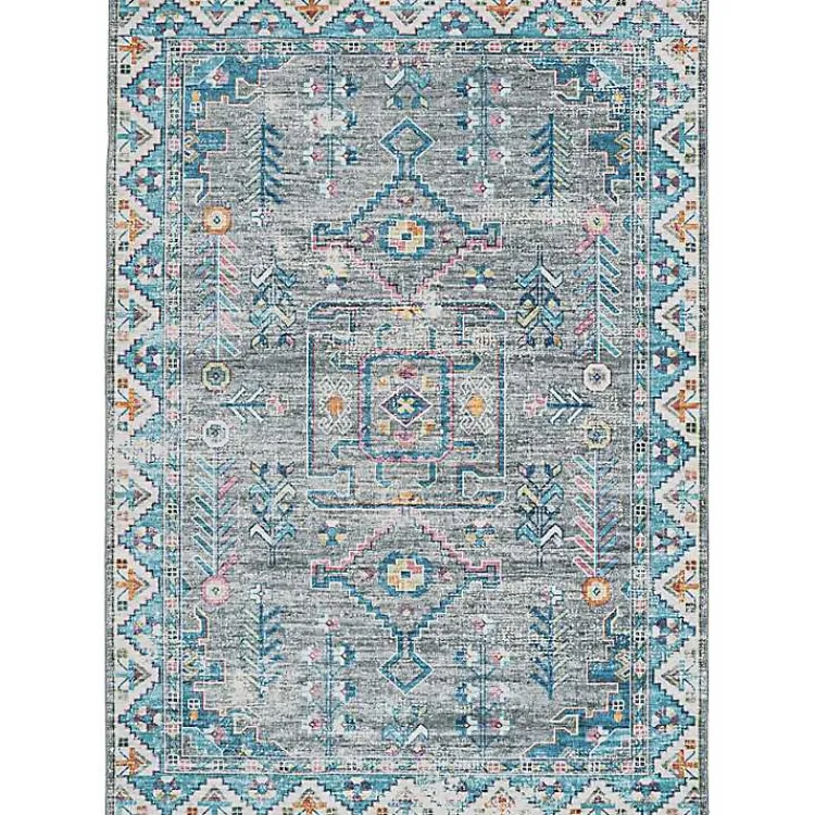 Kirklands Home Gray and Blue Barron Washable Area Rug, 5x7 Sale