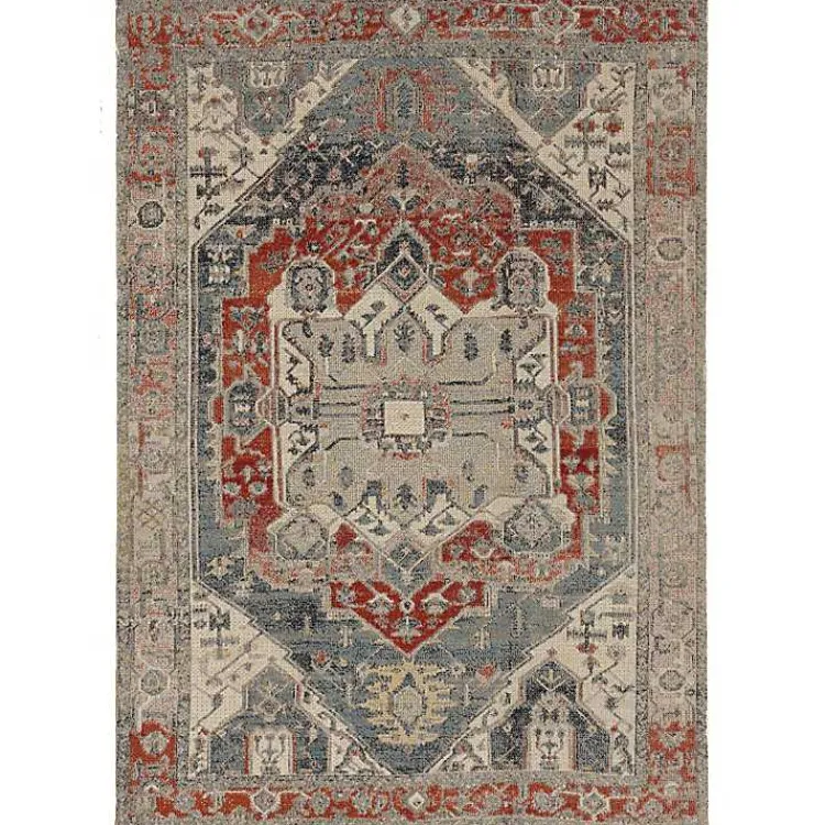 Kirklands Home Gray and Blue Traditional Medallion Area Rug, 8x10 Outlet