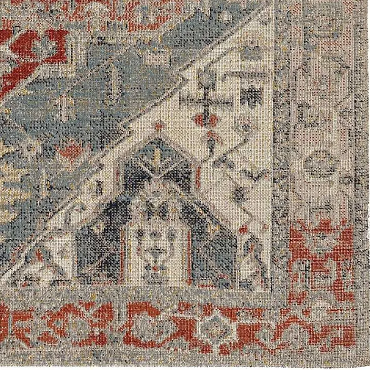 Kirklands Home Gray and Blue Traditional Medallion Area Rug, 8x10 Outlet