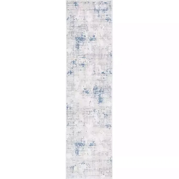 Kirklands Home Gray and Blue Whisper Abstract Runner, 2x8