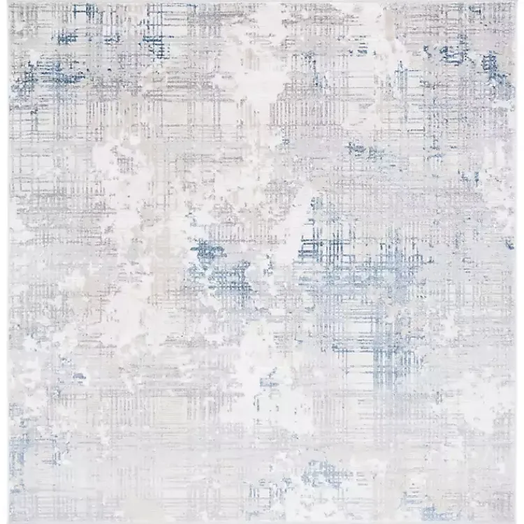 Kirklands Home Gray and Blue Whisper Abstract Area Rug, 6x6 New