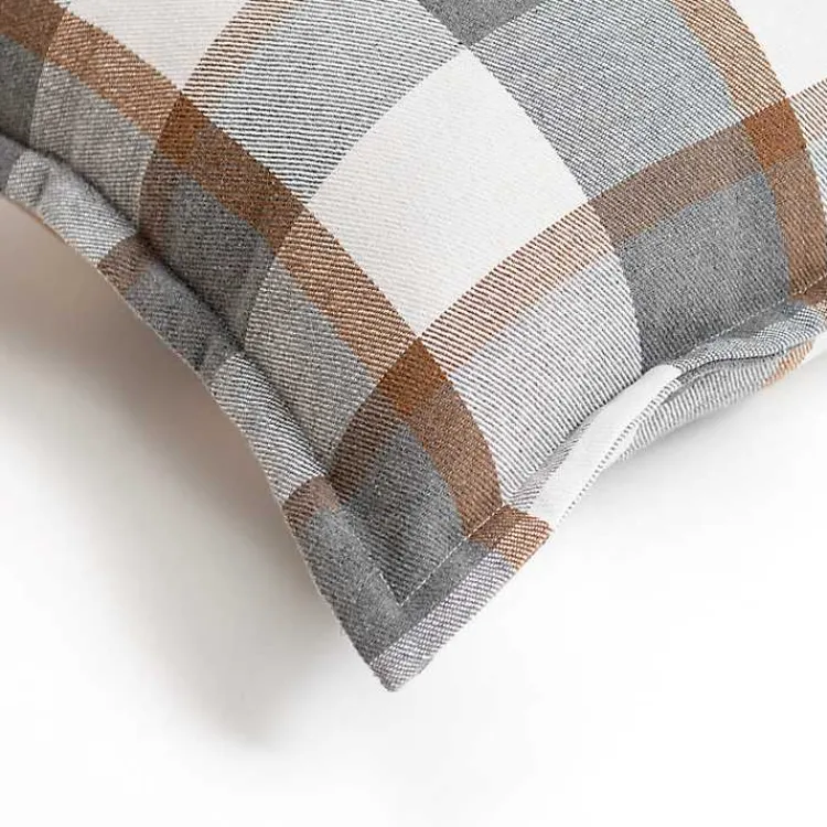 Pillows>Kirklands Home Gray and Brown Plaid Throw Pillow