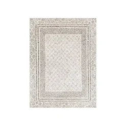 Kirklands Home Gray and Cream Border Harrah Area Rug, 7x10