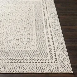 Kirklands Home Gray and Cream Border Harrah Area Rug, 7x10