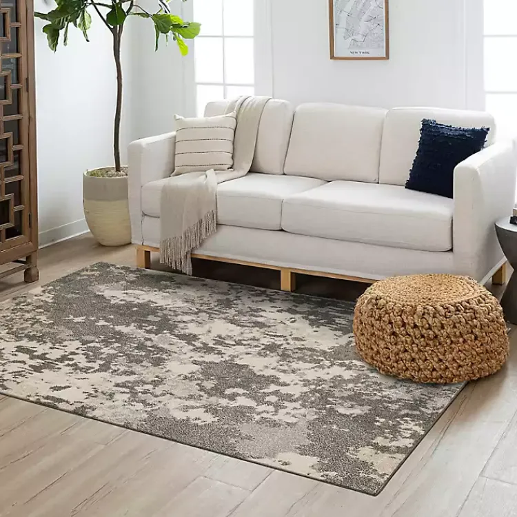 Kirklands Home Gray and Cream Wray Modern Area Rug, 5x8 Hot