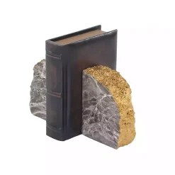 Decorative Accents>Kirklands Home Gray and Marble Geode Bookends, Set of 2 Gold