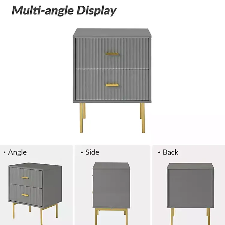 Kirklands Home and Gold Modern Ceandro Nightstand Gray Online
