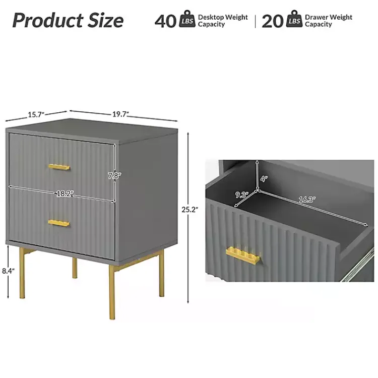 Kirklands Home and Gold Modern Ceandro Nightstand Gray Online