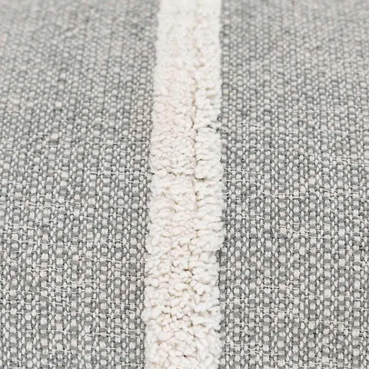 Pillows>Kirklands Home Gray and Ivory Artisanal Striped Lumbar Pillow