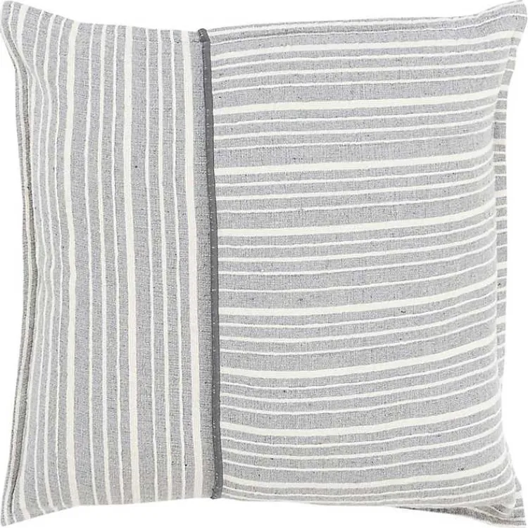 Pillows>Kirklands Home Gray and Ivory Directional Stripes Pillow