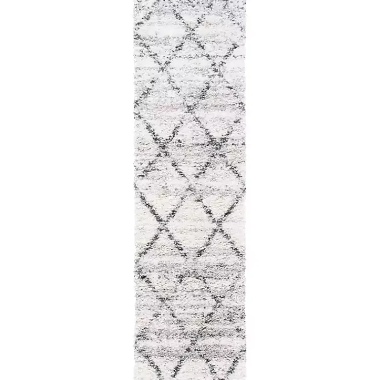 Kirklands Home Gray and Ivory Fontana Shag Runner, 2x8 Hot