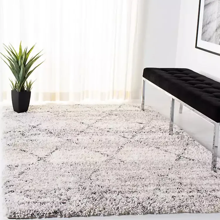 Kirklands Home Gray and Ivory Fontana Shag Area Rug, 8x10 Hot
