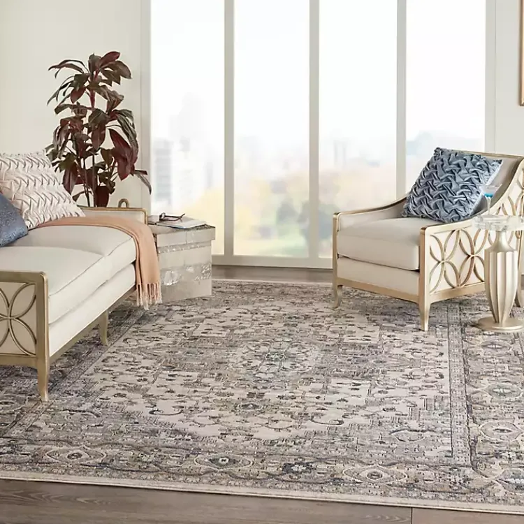 Kirklands Home and Ivory Nadia Medallion Area Rug, 7x9 Gray