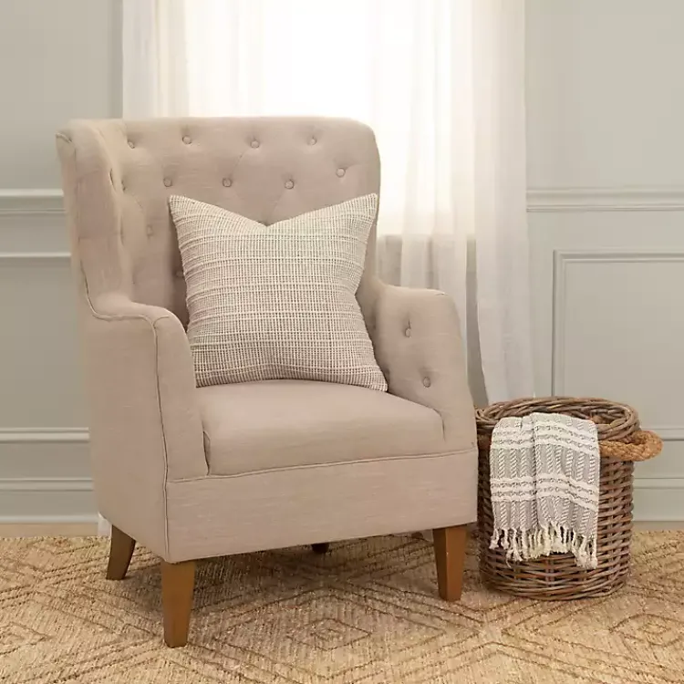 Pillows>Kirklands Home Gray and Natural Sea Striped Pillow