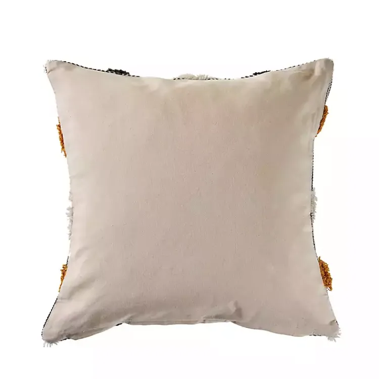 Pillows>Kirklands Home Gray and Orange Tufted Accent Pillow