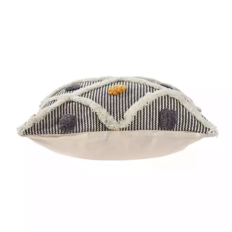 Pillows>Kirklands Home Gray and Orange Tufted Accent Pillow