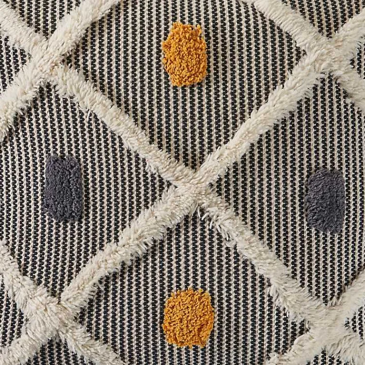 Pillows>Kirklands Home Gray and Orange Tufted Accent Pillow