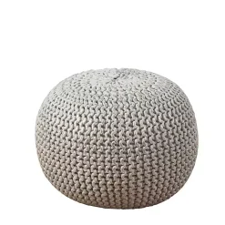Poufs & Floor Cushions>Kirklands Home and Silver Foil Rope Twist Cotton Pouf Gray