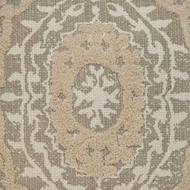 Pillows>Kirklands Home Gray and Tan Medallion Fringe Pillow
