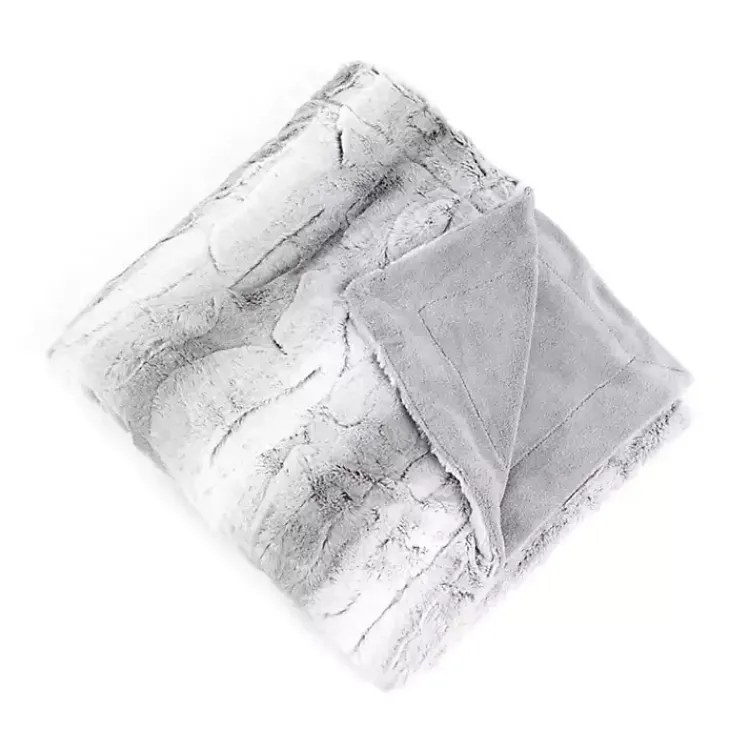 Blankets & Throws>Kirklands Home Gray and White Animal Print Faux Fur Throw
