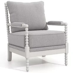 Kirklands Home and White Beaded Frame Accent Chair Gray Outlet