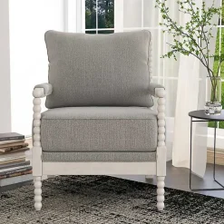 Kirklands Home and White Beaded Frame Accent Chair Gray Outlet