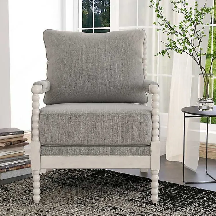 Kirklands Home and White Beaded Frame Accent Chair Gray Outlet